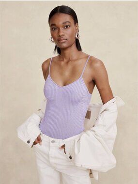 Banana Republic Ribbed Knit Tank Purple Size M